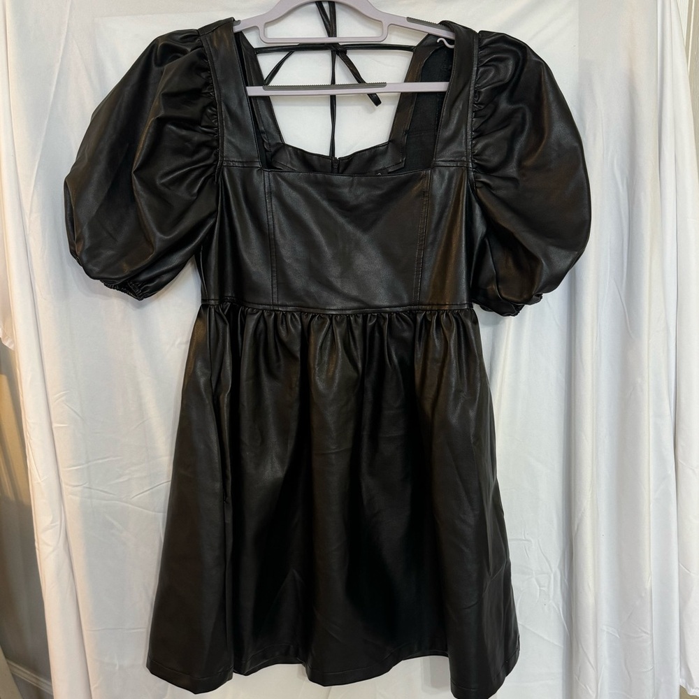MittoShop Black Leather Dress Size Small